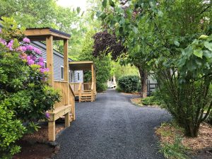 Pathway that goes by modular cabins